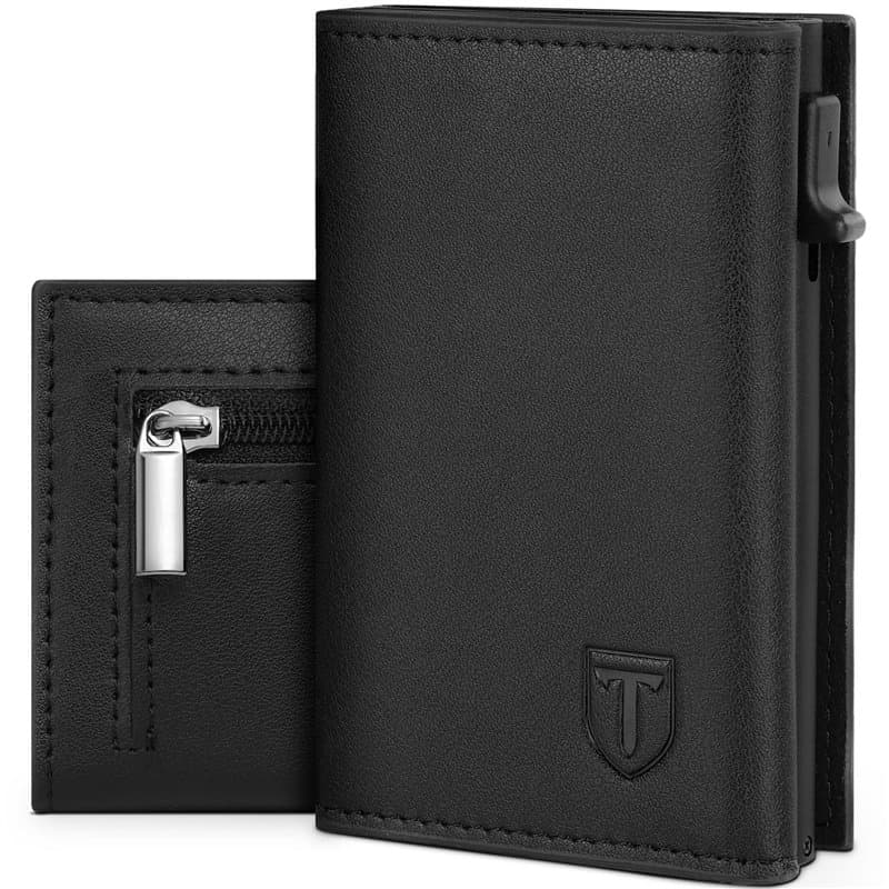 TEEHON Portefeuille Homme en Cuir, Porte-Cartes avec Blocage RFID, 8 Porte Carte Crédit, Porte Carte Bancaire avec Compartiment