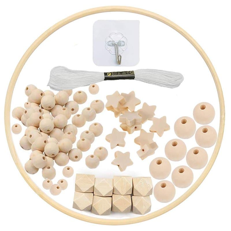 Kit cadre mobile en bois bricolage, carillon de vent mobile pour lit bébé, naturel artisanal cintre de cloche de lit de bébé, ca