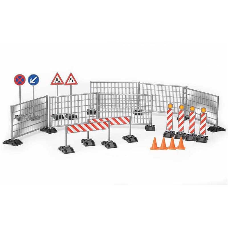 bruder 62007 - Accessoires Kit de chantier, clôtures, panneaux & pylônes - 1:16 Chantier, Construction de routes, Travaux public