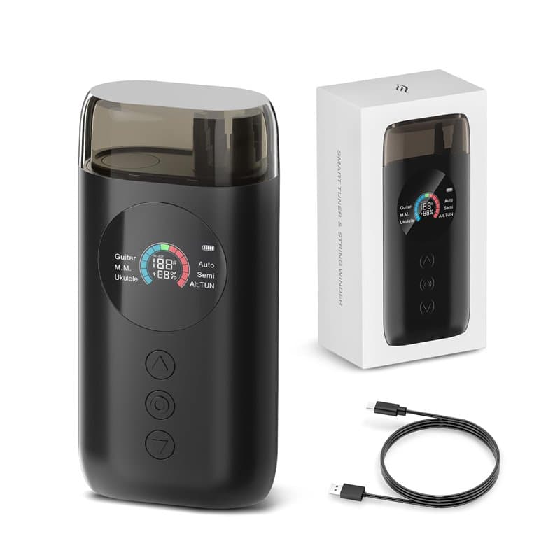 Enya Smart Automatic Guitar Tuner ST1 Écran LCD couleur – Métronome et manivelle à cordes – Pour guitare électrique, guitare aco