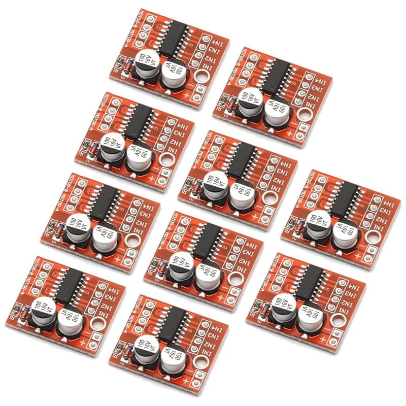 Lot de 10 mini modules de platine d'entraînement à 2 voies CC L298N, 1,5 A avant et arrière, contrôle de la vitesse PWM, double