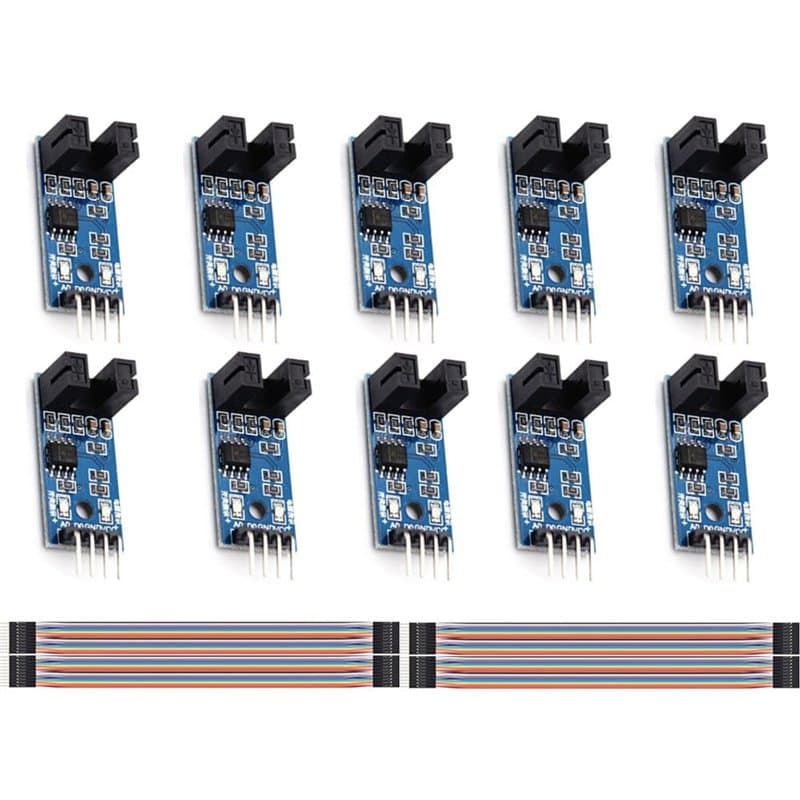 Lot de 10 capteurs de mesure de vitesse LM393 - Module de mesure de vitesse - Type de fente - Optocoupleur IR - 3,3 V - 5 V - Av