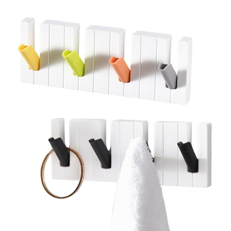 SamHeng Piano Patère Murale de 4 Crochets Rétractables, 2 Pièces Auto-adhésif Moderne Porte-Manteau, Polyvalent Crochet Mural Cr