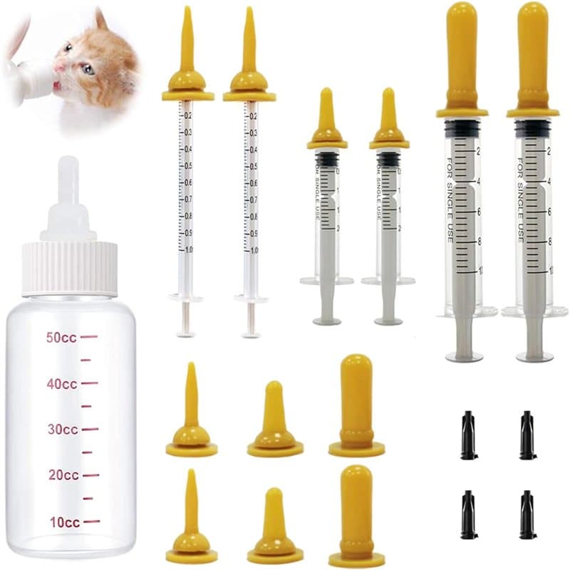 Lot de 13 Chaton biberons d'allaitement pour Animal Domestique avec seringue et biberon pour Chatons et Animaux Sauvages