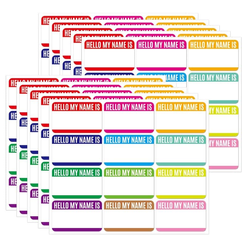 SamHeng 120 Pièces Étiquettes Autocollants de Nom, 10 Feuilles Imperméable Coloré Auto-adhésif Étiquettes Générales de Vinyle, H