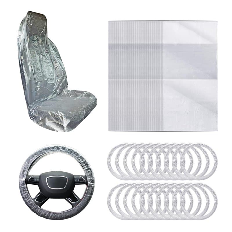 Lot de 50 Protections De Siège De Voiture avec 10 Housses De Volant De Voiture, Housse De Siège De Voiture, Housse Anti-Poussièr