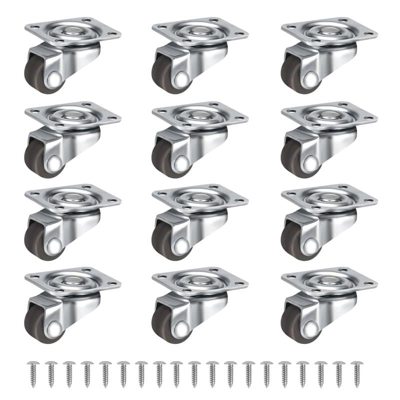 Zikenis 12 pièces petites roulettes en caoutchouc 12 mm pour meubles,petites roulettes fixes,oulettes pour Meubles,mini-roulette