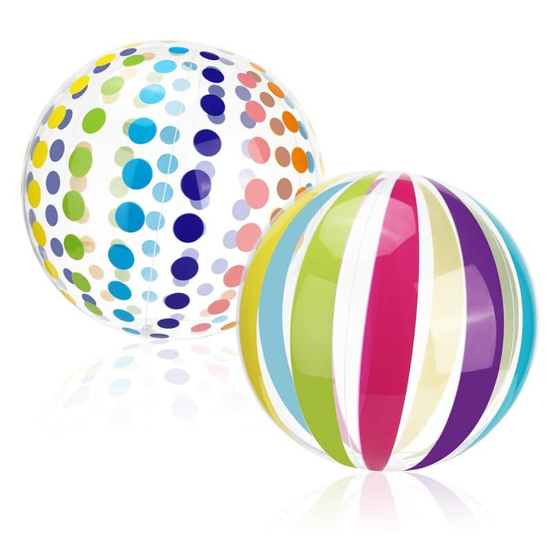 Quuylin Ballon de Plage Gonflable, 2 Pièces 40cm Rayures colorées Ballon de Plage, D'Été Ball Gonflable Piscine pour Enfants Adu