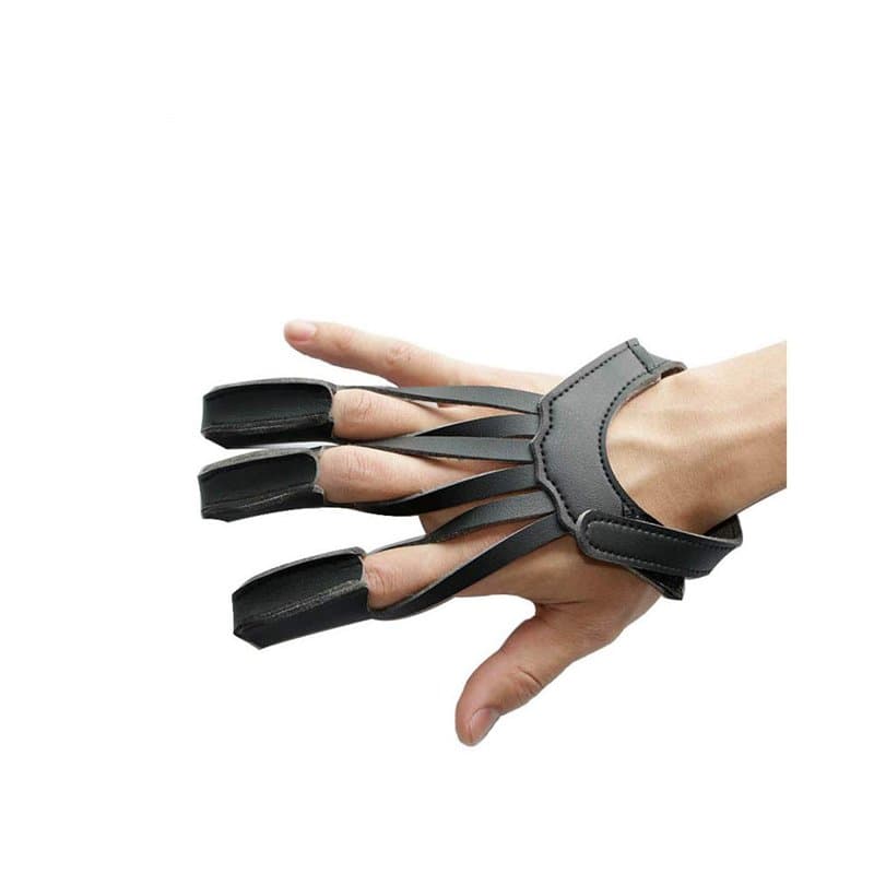 Namvo tir à l'arc Protecteur Trois Doigts Onglet Gant avec dragonne en Cuir tir protéger Garde pour composé de Chasse Noir