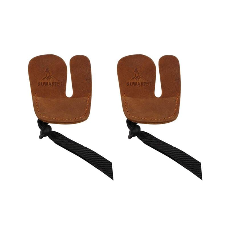 Namvo Lot de 2 protège-doigts en cuir de vache pour la chasse en plein air, le tir à l'arc et les doigts Marron