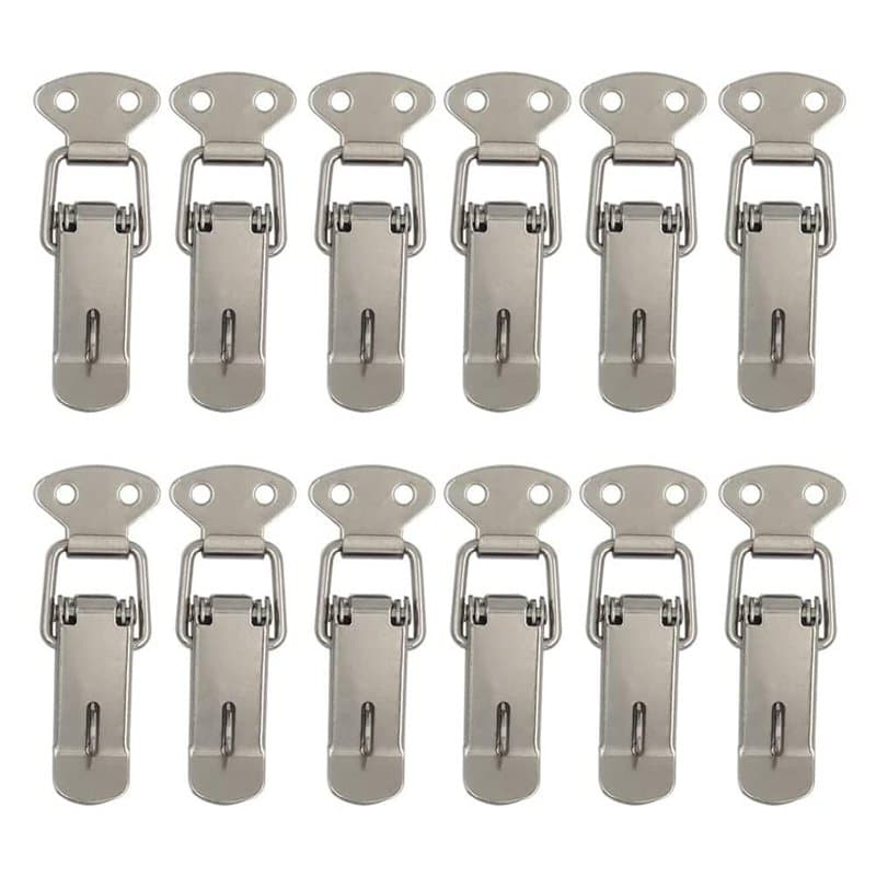 12 Pièces Attache Capot Fermeture à Levier Moraillon de Porte,Oquet à Ressort Bascule Acier pour Ressort Boucle de Verrouillage