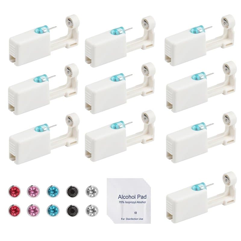 10 Pcs Perceur D'oreille, Kit de Perçage D'oreille Stériles Jetable Pistolet Piercing Oreille Pistolet de Perçage D'oreille Sans