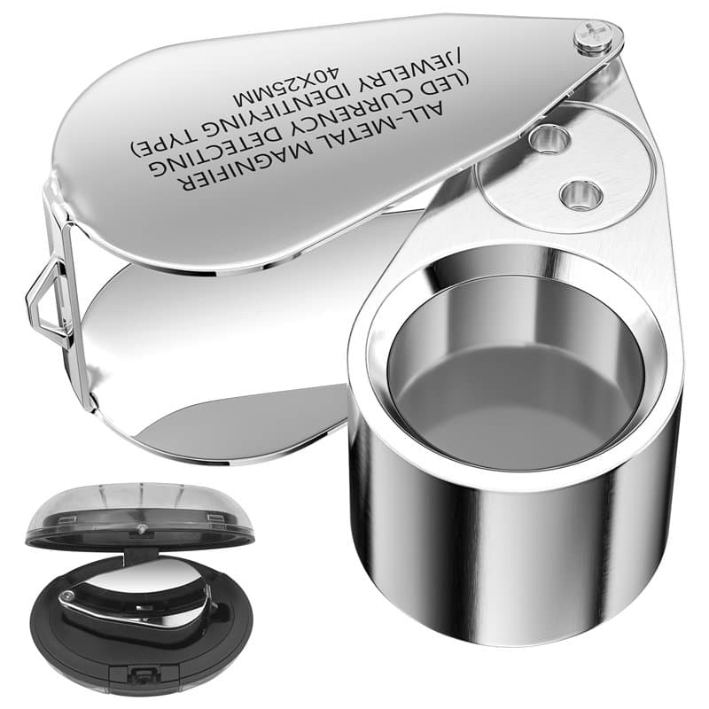 Uootach Loupe Bijoutier 40X Pliable en Métal Avec UV et LED Lumineuses - Facile à Porter Pour l'Artisanat, Les Bijoux, Les Carte