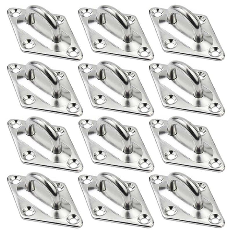 SAIJIAN 12 Pièces Platine Oeil INOX M5 Platine Ancrage INOX 304 Crochet Oeillet Plaque a Oeillet Crochets de Plafond Support Ann