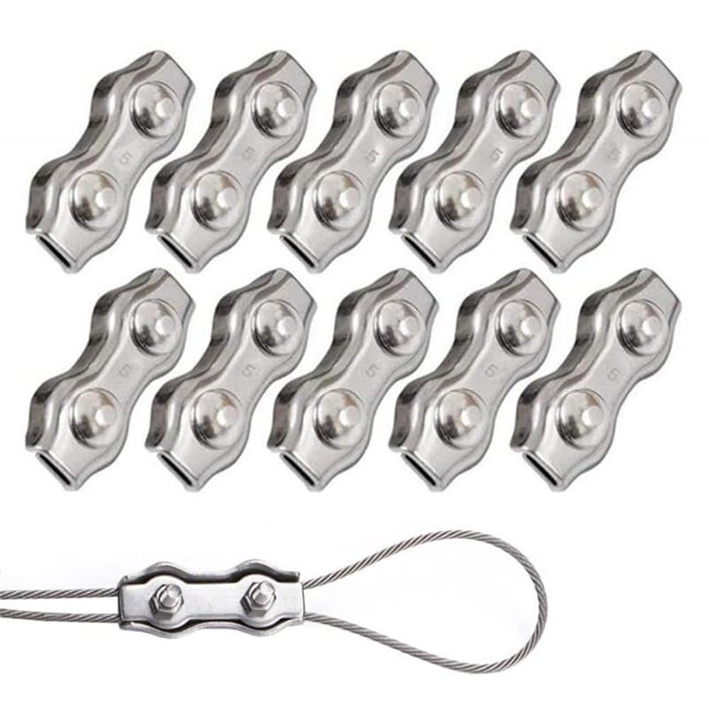 10 Pièces Duplex Clips M5 Câble Métallique Clips Inoxydable 304 Pinces Duplex pour Gréement de Câble Métallique de 5 mm
