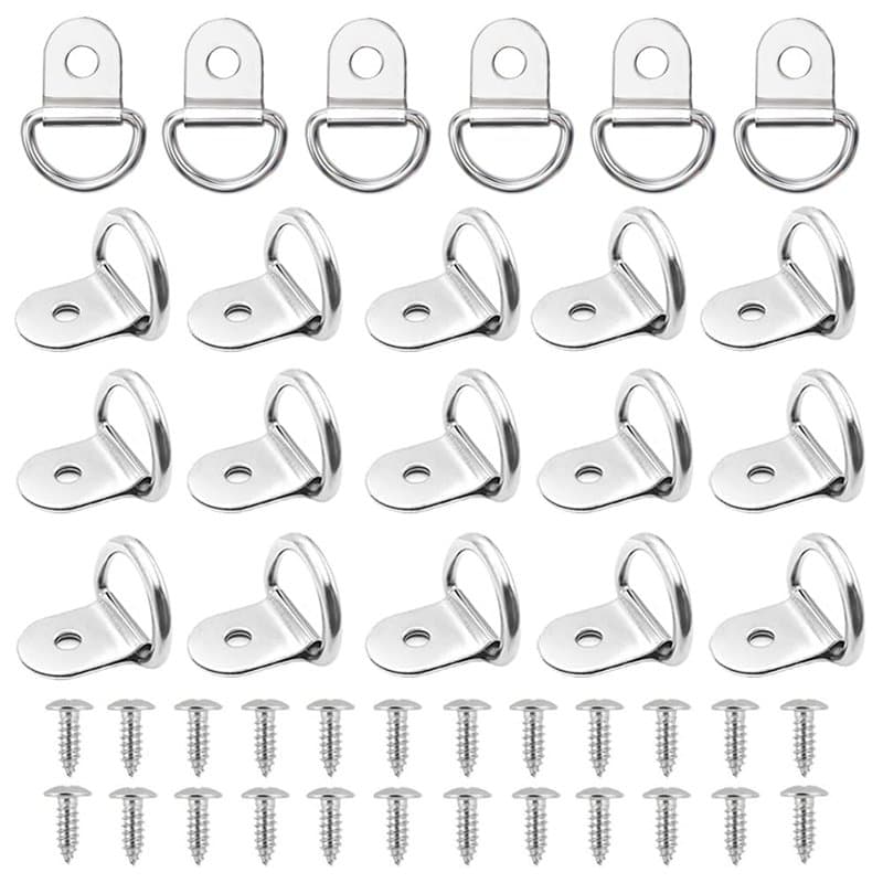 20 Pièces Anneaux d'Arrimage en D Anneau Arrimage INOX 304 Anneau Arrimage Remorque Anneau Ancrag Anneau Crochet de Montage d'ar