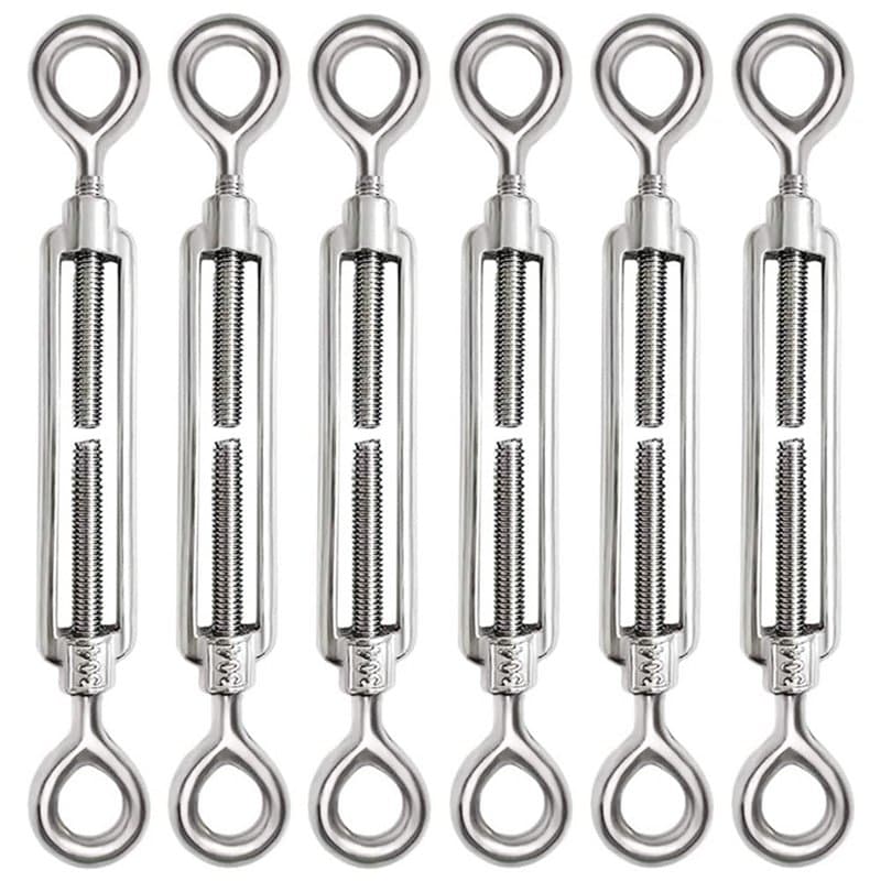 6 Pièces Tendeur Cable M6 Tendeur Cable Inox 304 Réglable Oeil de Ridoir et Oeil pour Tendeur de Fil Cable Acier Corde Crochet T