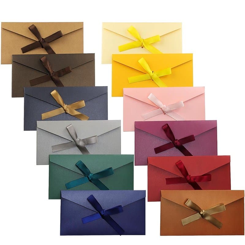 TYFYH 24 Pcs Enveloppes Colorées, Enveloppe Cadeau, Enveloppes en Papier Kraft Rétro, Enveloppe de Carte Postale, Enveloppe Mari