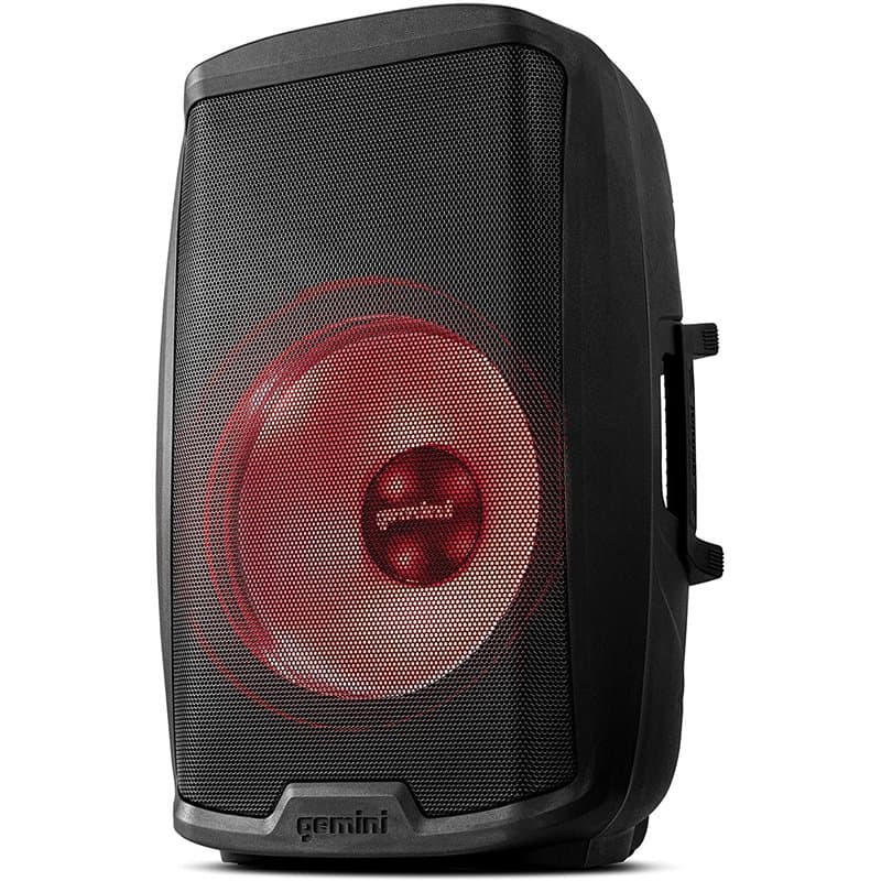 Gemini Sound AS-2115Bt-Lt – Enceinte de sonorisation active DJ Bluetooth de 2000W avec woofer 15”, Eclairage festif à LED, Sd, U