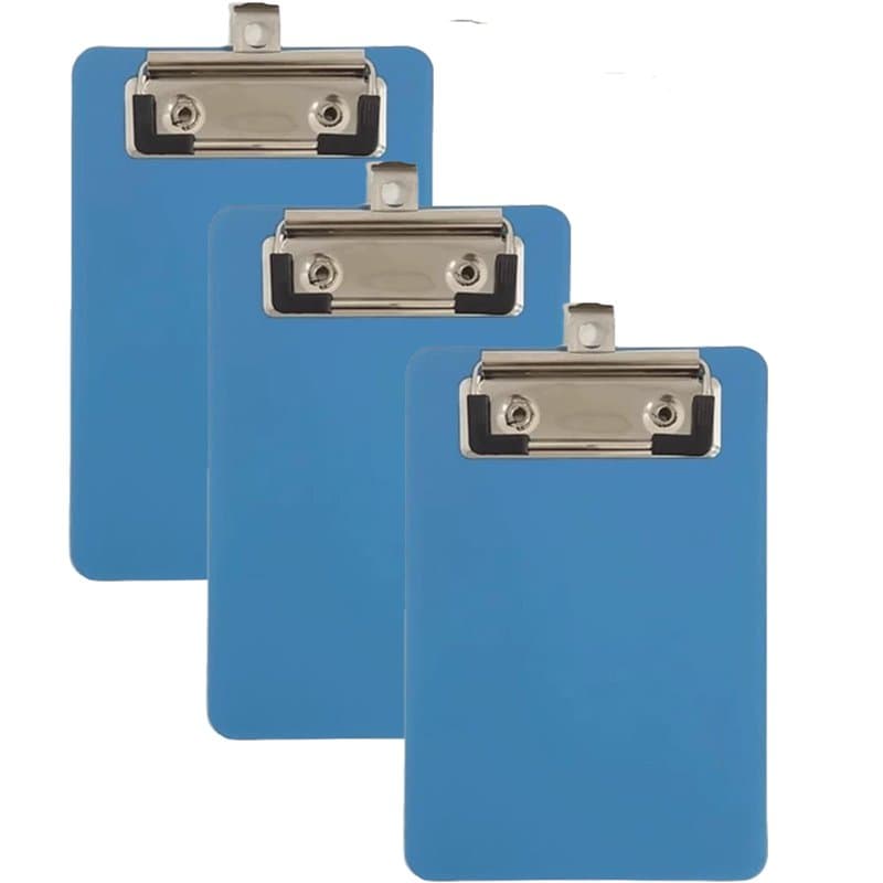 Lot de 3 mini porte-bloc avec pince en métal caoutchoutée, 10 x 15 cm, plateau d'écriture en plastique, clip pour carnet, reçus,