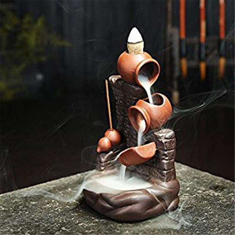 XUDREZ Porte-encens Citrouille Marron, Porte-encens en céramique avec 20 cônes d'encens à refoulement, refoulement d'encens pour