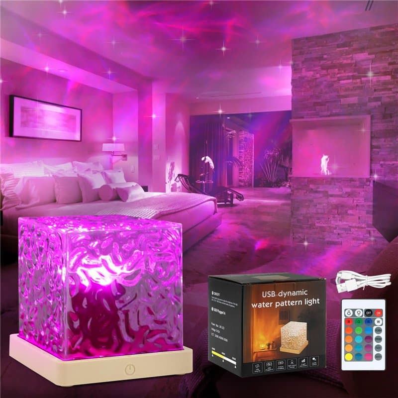 LED Aurore Projecteur Ciel Etoile, 16 Couleurs Cristal Lampe Projecteur Aurore Boréale, Télécommande Projecteur Galaxie Plafond