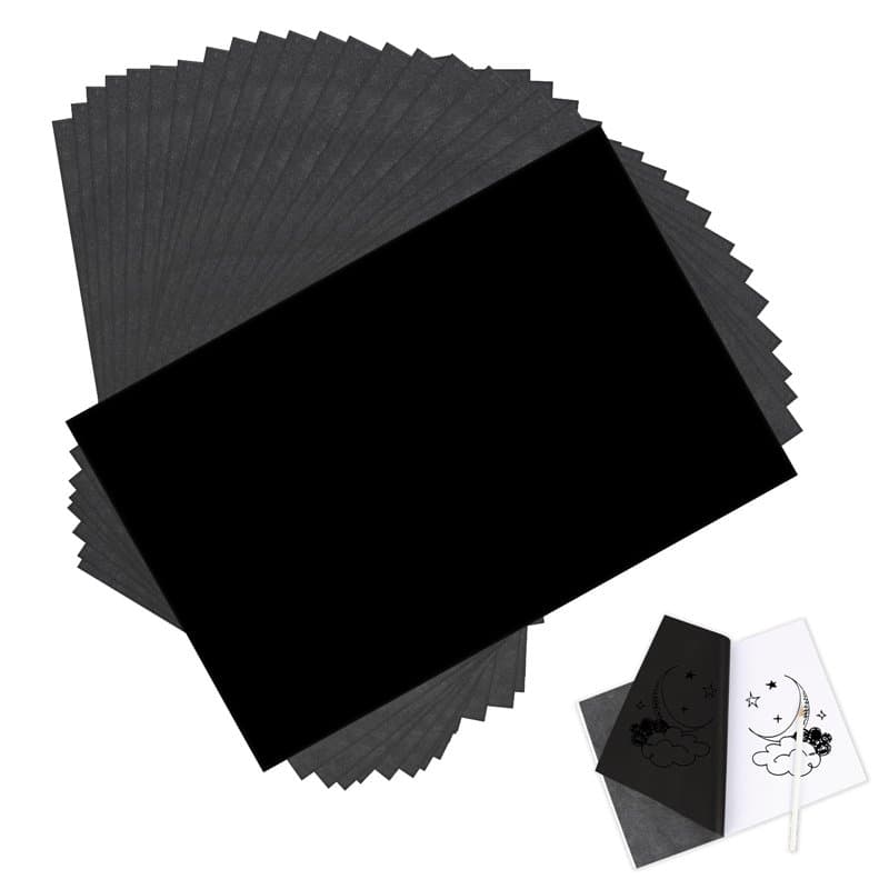 100 Feuilles Papier de Copie Carbon, Feuilles Papier Carbone Noir, Papier de Transfert de Carbone, Feuilles de Transfert Carbone