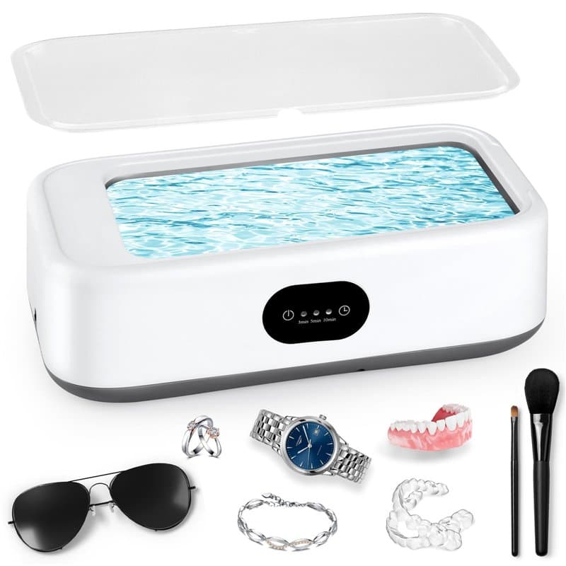 Nettoyeur Ultrasons 640ML, 49KHz Ultrasonic Low Noise Cleaner, avec 3 Minuteries Numériques, pour Bijoux, Dentier, Montres, Lune