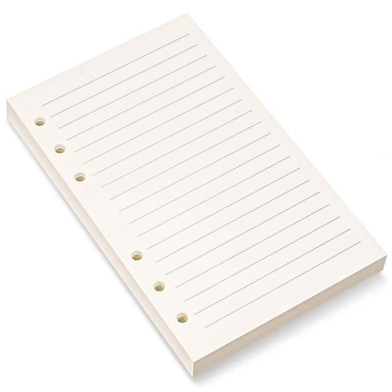 Bidponds Filofax Recharge de papier ligné A6 à 6 trous pour classeur personnel A6 à 6 anneaux, 80 feuilles, 10,5 x 16,9 cm, beig