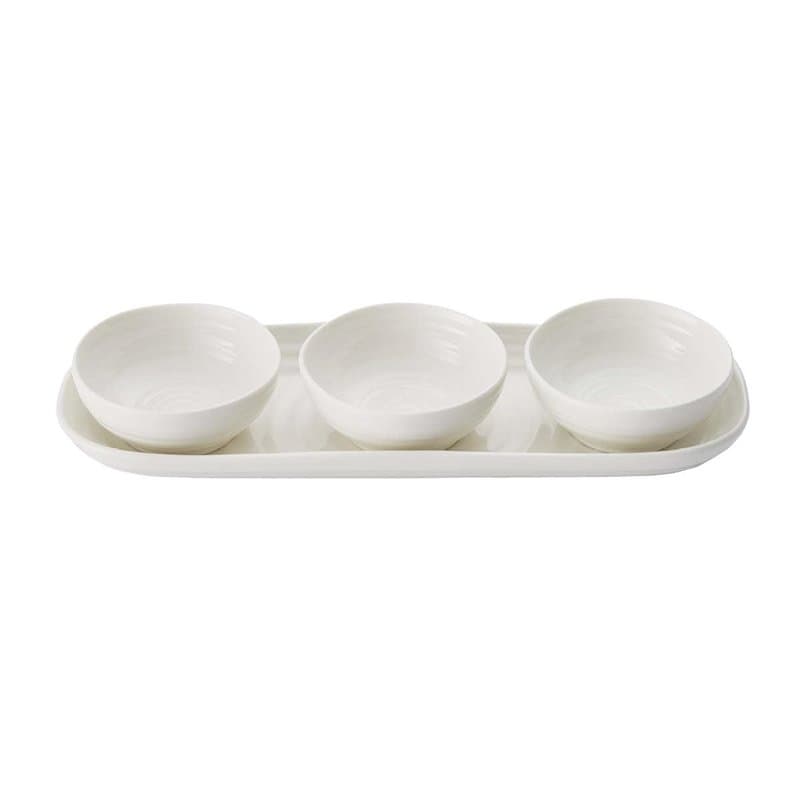 Portmeirion Home & Gifts Ensemble Bol et Plateau en Porcelaine Blanc 27,5 x 10 x 3,1 cm