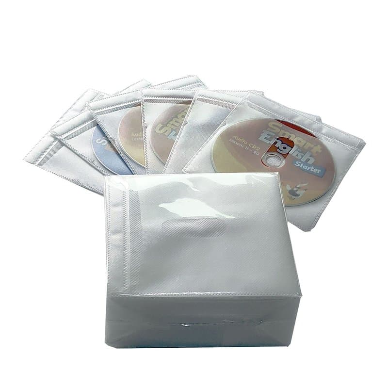 Qirc 100 pièces Pochettes CD-DVD, Pochette Plastique Double Face Standard pour CD, pour classeurs de Rangement de CD et DVD pour