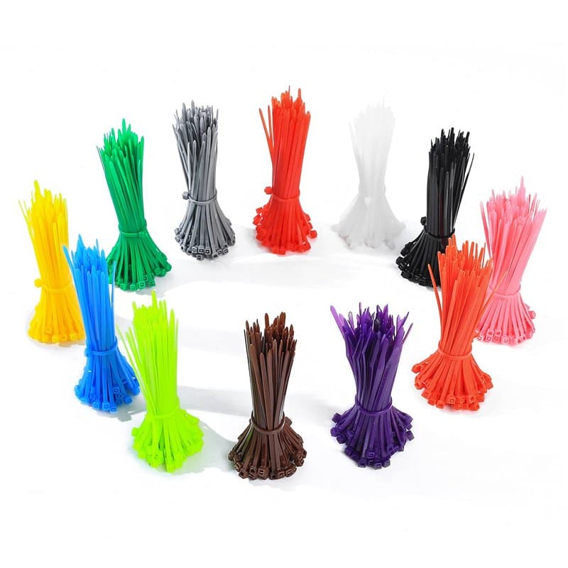 1200 Pièces Attaches de Câble Colorées, 3 mm x 100 mm Serre-câbles Nylon Fixation Autobloquantes, Cable Mangament pour Maison, B