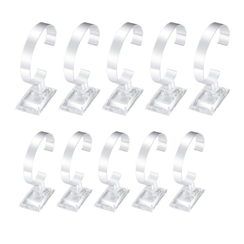 PanBeiQiWEU 10 Pièces Présentoirs à Montre, Supports de Montre Transparents Plastique Type C, Présentoir Support Présentation Vi
