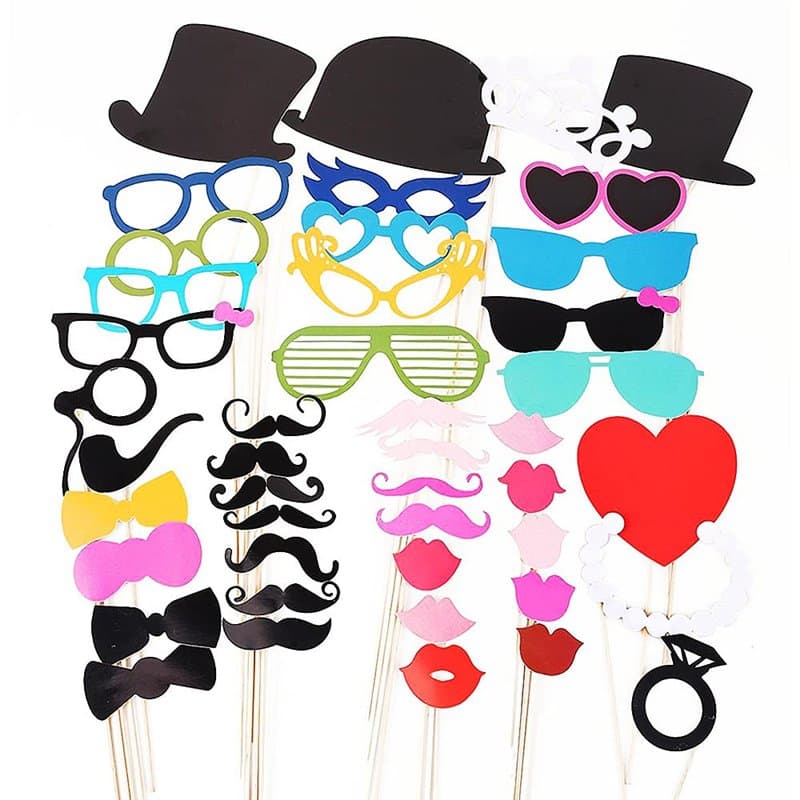 YiYaO Accessoires photo drôle Accessoires photo bronzants Accessoires photo 44 pièces Masque de bienvenue de mariage Moustache A