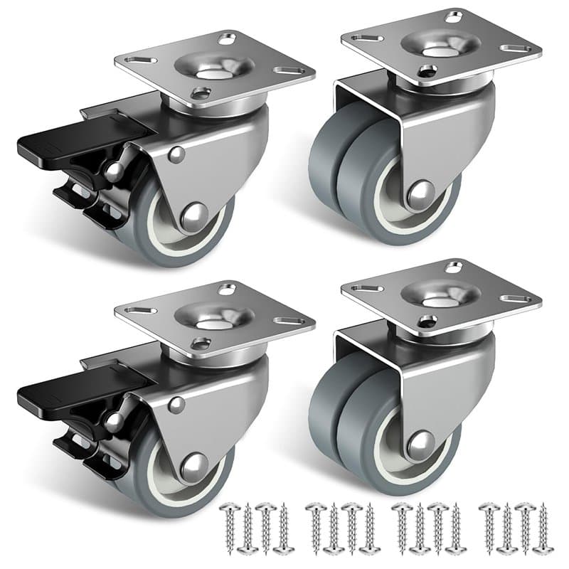 Roulette Charge Lourde de 50mm Roulettes pour Meubles avec Frein de Sécurité pour Charges Lourdes Capacité Totale de 400KG (2 av