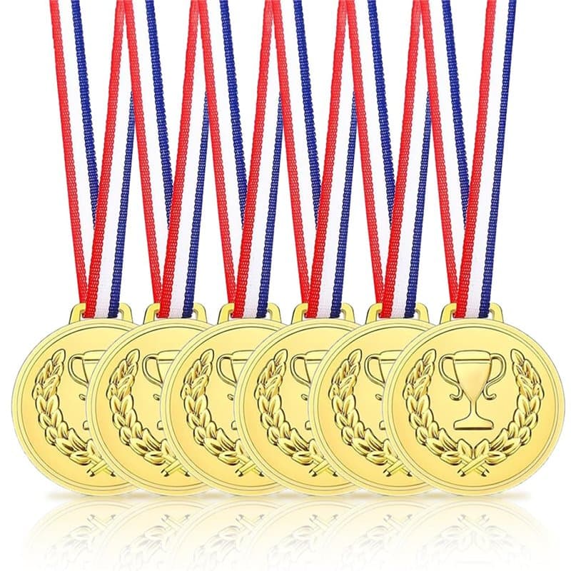 VIVIIHOO Lot de 6 médailles dorées en pour Cadeaux d'invités, journée de Sport et compétitions de Jeu - Médailles pour Enfants a
