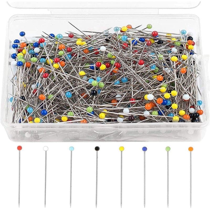 1000Pcs Épingles Couture, BetterJonny 38 mm Epingles Couturiere Multicolores Epingle a Tete Ronde Couture en Verre Épingles à Co