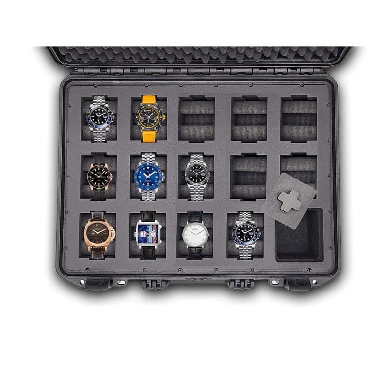 MC-Cases ® Valise de Montres | Valise à Montre pour 14 Montres | Mallette de Transport | Étanche | Verrouillable | Parfait pour
