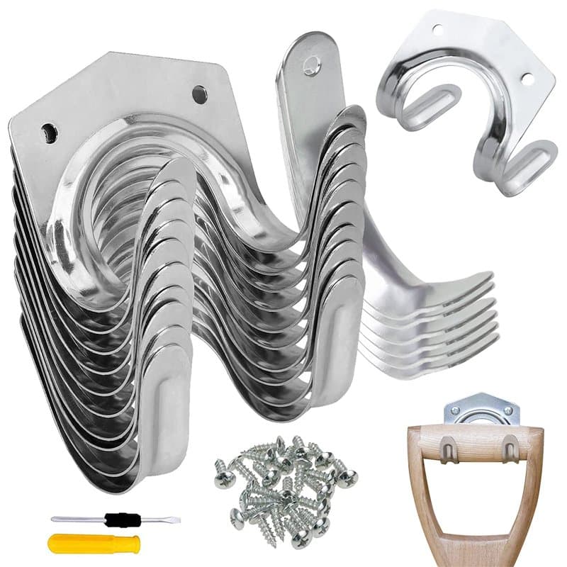 GZcaiyun 18 Pcs Crochets de Rangement, Porte Outils de Jardin Mural, Porte-Outils Simple/Double en Fer pour Garage Remise Entrep