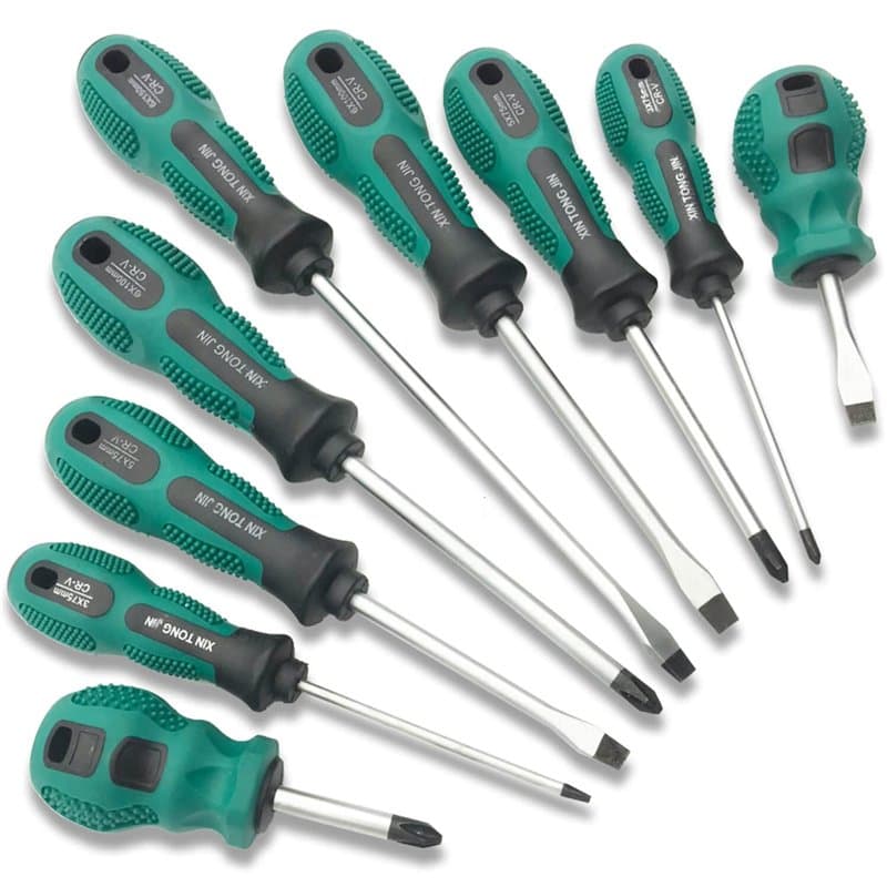 LiRiQi Jeu de 9 Tournevis,Lot de tournevis à têtes plates et cruciformes aimantées,Acier chrome vanadium Outils Professionnels,