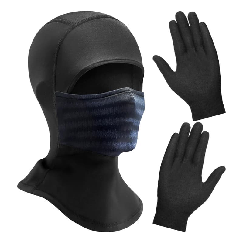 1 Capuche Résistante Au Froid Et 1 Paire De Gants Noirs, Capuche Chaude En Automne Et En Hiver, Équipement Extérieur Résistant A