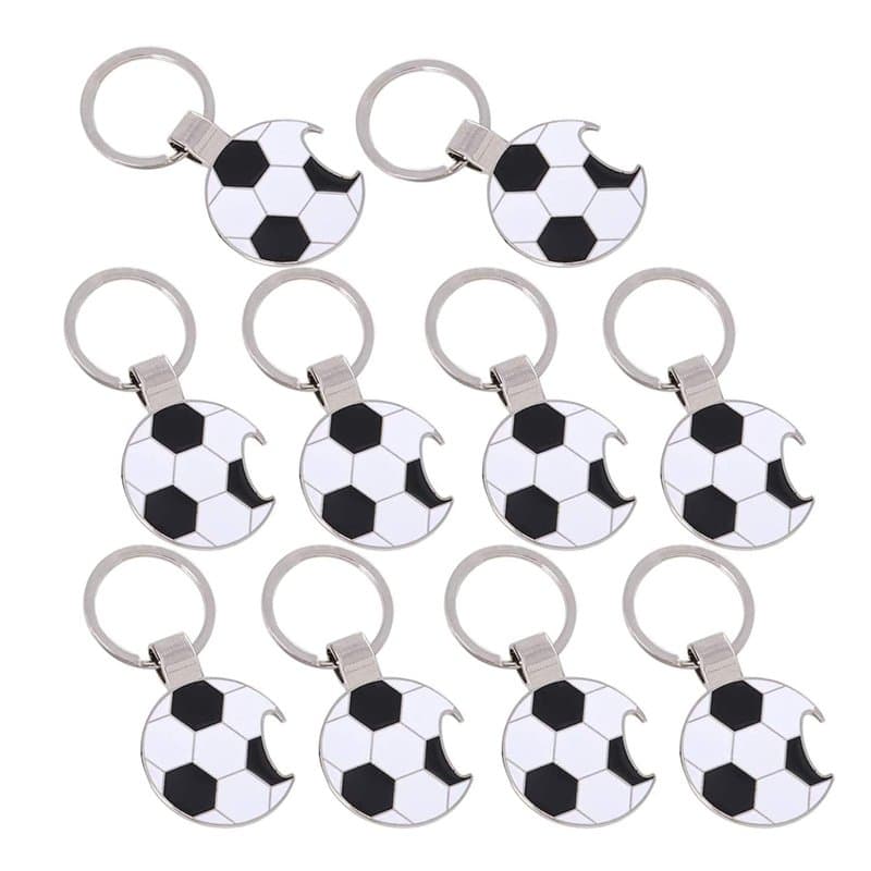 XLKJ Lot de 10 Ouvre Bière Porte Clé, Ouvreur de Bouteille de Bière Porte Clés Tire-Bouchon Créatif Décapsuleur de Football Prat