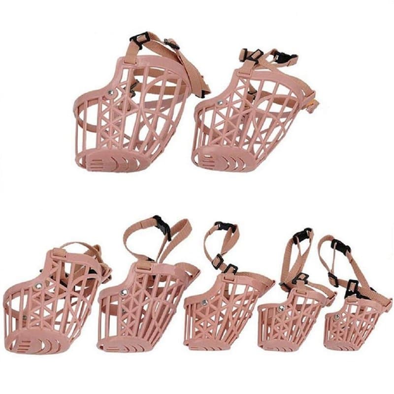 Beikalone Lot de 7 muselières en Plastique pour Chien, Anti-Morsure réglable, Masque de Dressage pour Chien, Cage en Maille, Res
