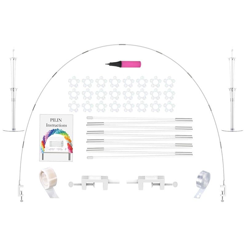 PILIN Kit d'arche de ballons Support d'arche de ballons réutilisable Blanc Ajustable pour les mariages, remises de diplômes, ann