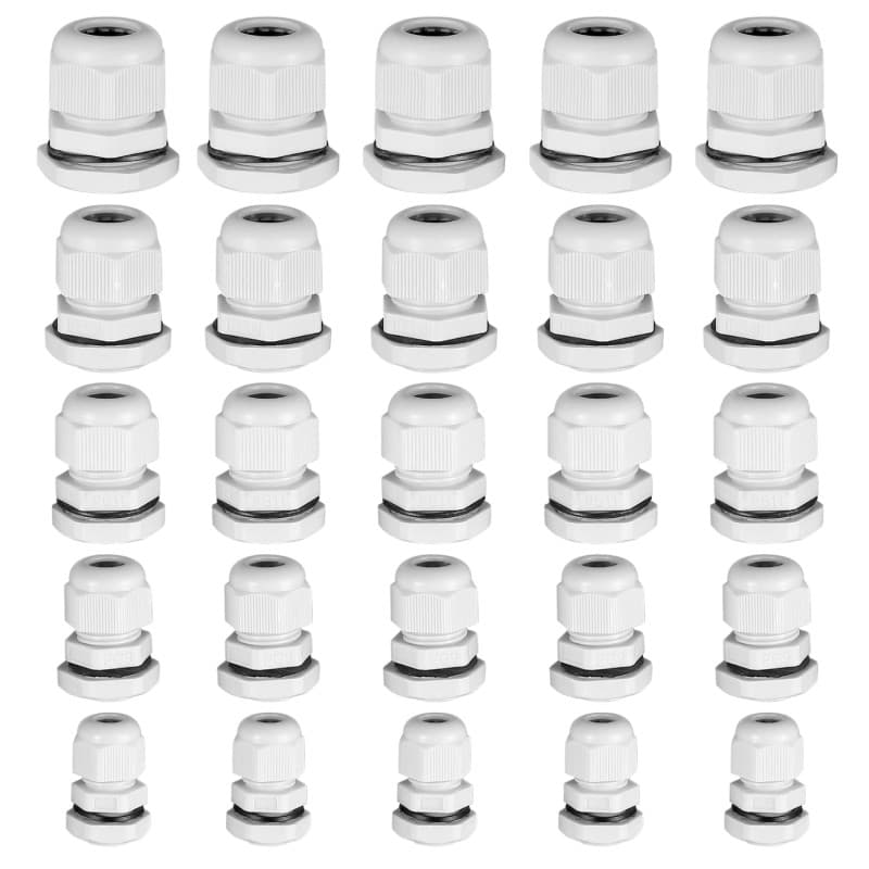25 Pièces Presse-étoupes, Glandes de Câbles Nylon, Connecteurs de Câble étanches pour Maison/Jardin/Éclairage d'extérieur Câble