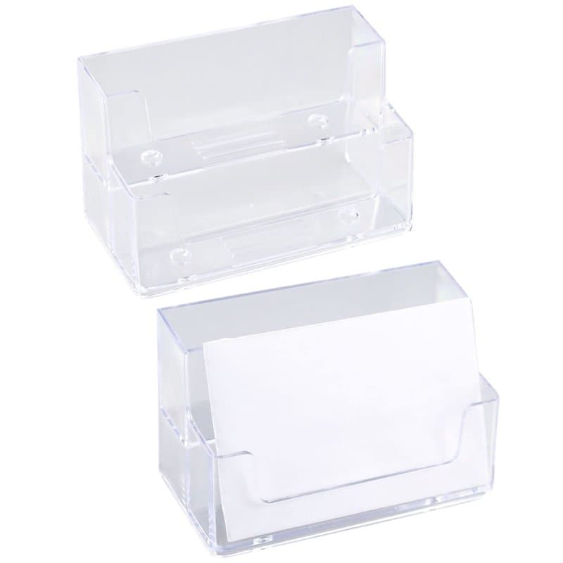 Lot de 2 porte-cartes de visite en acrylique à 2 niveaux pour bureau
