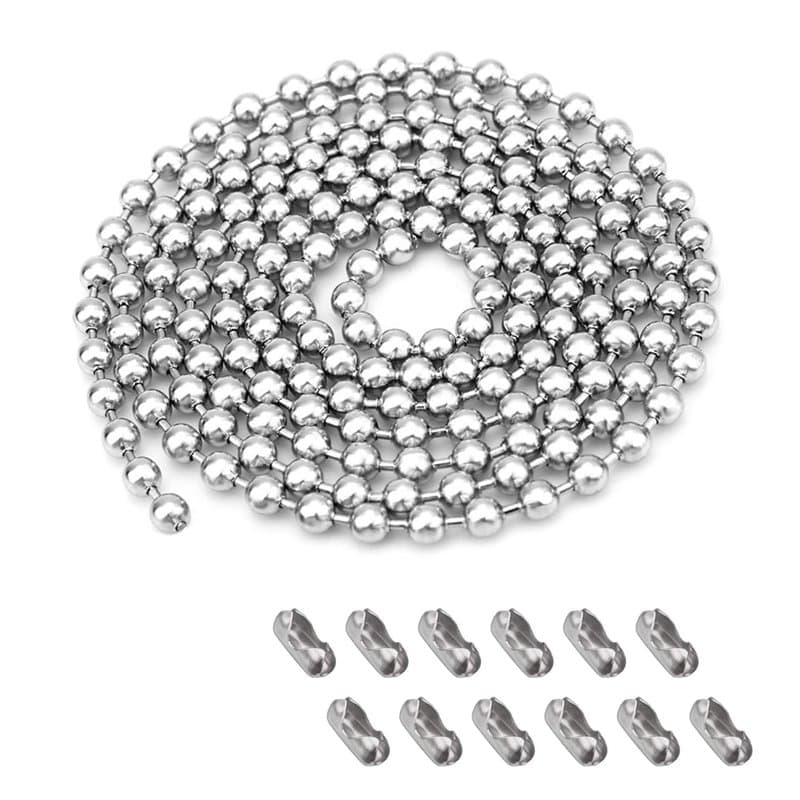 SYEYCW 5Meter Chaîne à Billes, 4.5mm Chaîne en 304 Acier Inoxydable, Chaîne de Perles en Métal, Chaîne d'Extension Perlée Chaine
