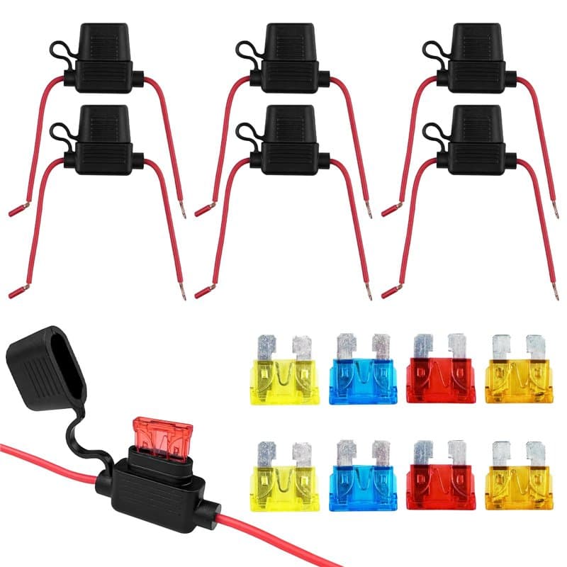 Gvolatee Porte Fusible 12V(6Pcs), Moto Porte 12V Standard Porte-Fusible Voiture, Fusibles pour Auto Étanche, Support Etanche Ada
