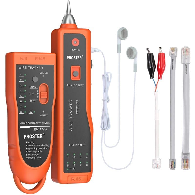 Testeur de Câble Réseau, Proster Testeur RJ45 Traceur de Câble Électrique RJ45 RJ11 avec Écouteur Portable Testeur de Câble Télé