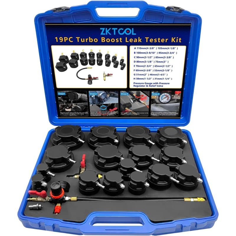 ZKTOOL 19 Pièces Testeur de Fuites de Turbocompresseur, Manomètre de Pression d'air de Turbocompresseur, Testeur de Fuites de Pr
